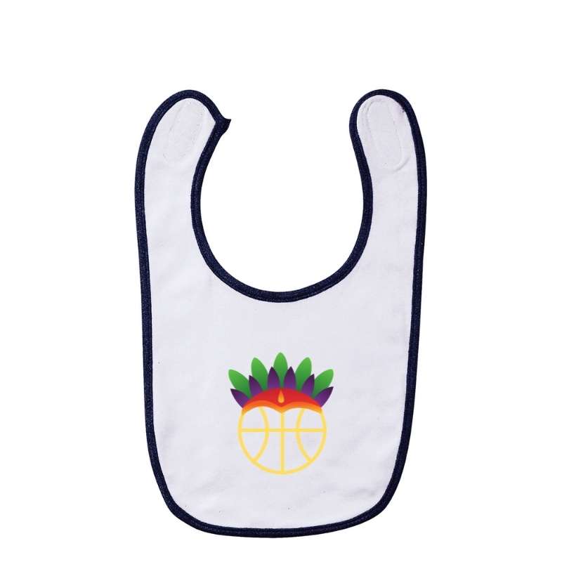 Bavoir basketball Blanc et Bleu Marine pour Bébé Fille ou Garçon bavoirs basketteurs basketteuses avec Visuel sur fond blanc Amazon coiffe de tribu sur un ballon de Basket Ball Bavette pour basketteur ou basketteuse Taille Unique