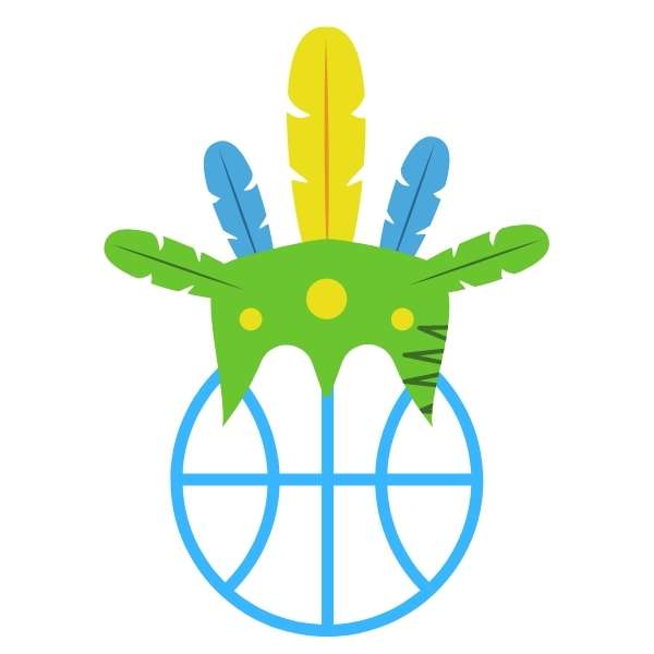 Visuel design sur fond blanc avec illustration style Amazon coiffe de chef sur un ballon de Basket Ball beau Body original pour Garçons ou Filles basketteurs basketteuses