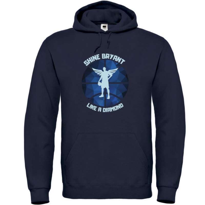 Hoodie basket ball bleu marine pour Homme avec visuel design en Hommage a Kobe avec écrit Phrase Shine Bryant Like A Diamond Tee Shirt pour des Hommes basketteurs Taille XS M L XL 2XL 3XL 4XL 5XL Existe aussi en Noir et en Blanc