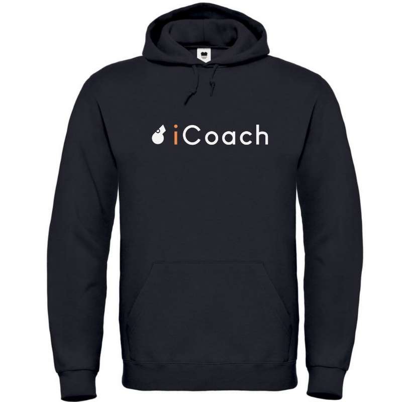 Hoodie basket ball Noir Homme pour basketteur avec visuel design basketball I COACH Parodie Apple Logo IPhone humour Sweatshirt Hommes basketteurs coachs Taille XS S M L XL 2XL 3XL 4XL 5XL blanc bleu marine