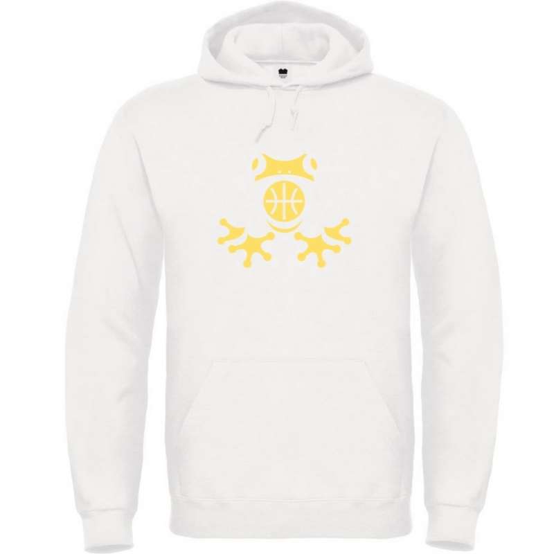 Hoodie Blanc Sweat Shirt à Capuche basketball noir pour Femme basketteuse avec visuel amazon symbole grenouille sauvage et un ballon de Basket Ball Hoodies pour basketteuses Taille XS S M L XL 2XL 3XL 4XL 5XL Existe aussi en Bleu Marine et en Noir