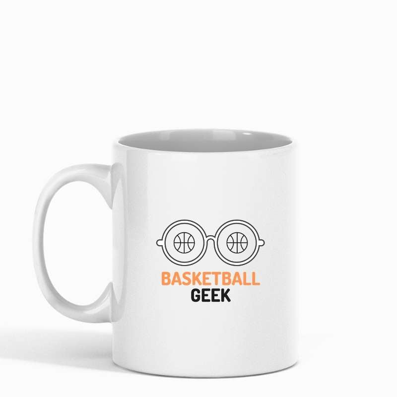 Mug basket ball Homme ou Femme et Fille ou Garçon pour basketteur ou basketteuse avec visuel design Lunettes BasketBall Geek Mug Homme ou Femme et Fille ou Garçon basketteurs et basketteuses Taille unique