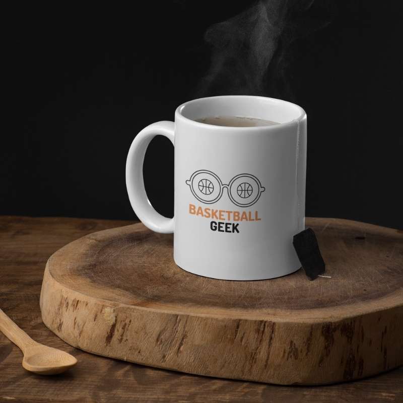Mug avec design visuel Lunettes et écrit BaskettBall Geek Homme ou Femme et Fille ou Garçon Homme ou Femme et Fille ou Garçon basketteurs et basketteuses Tailles uniques