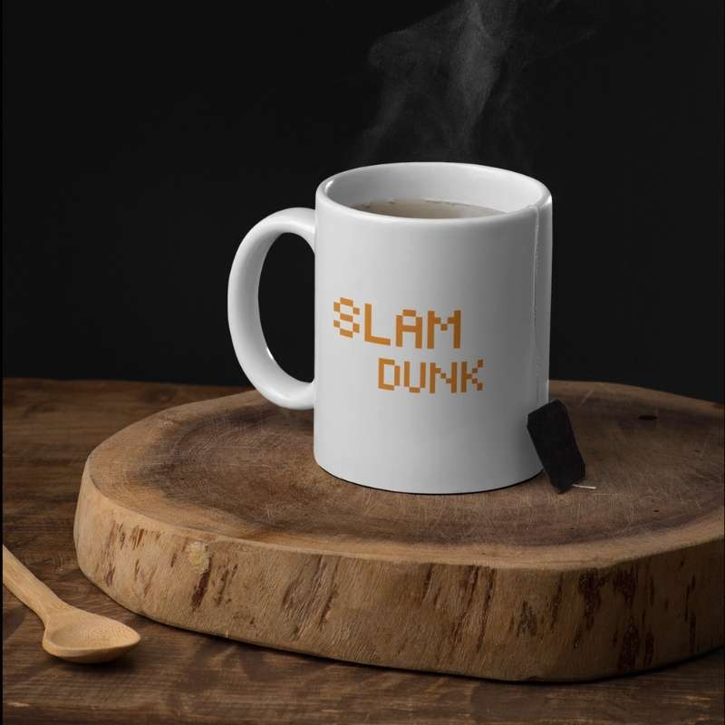 Mug Basketball Geek Gamer modèle avec écrit slam Dunk en couleur orange pour Homme ou Femme et Fille ou Garçon basketteurs et basketteuses Tailles uniques