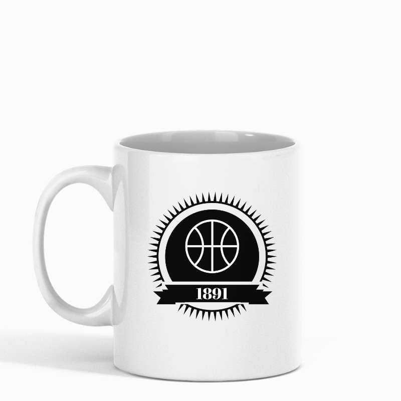 Mug basketball blanc pour Homme ou Femme et Fille ou Garçon basketteurs et basketteuses avec visuel Ballon de Basket Ball Vintage 1891 Mugs pour basketteur ou basketteuse Taille unique 