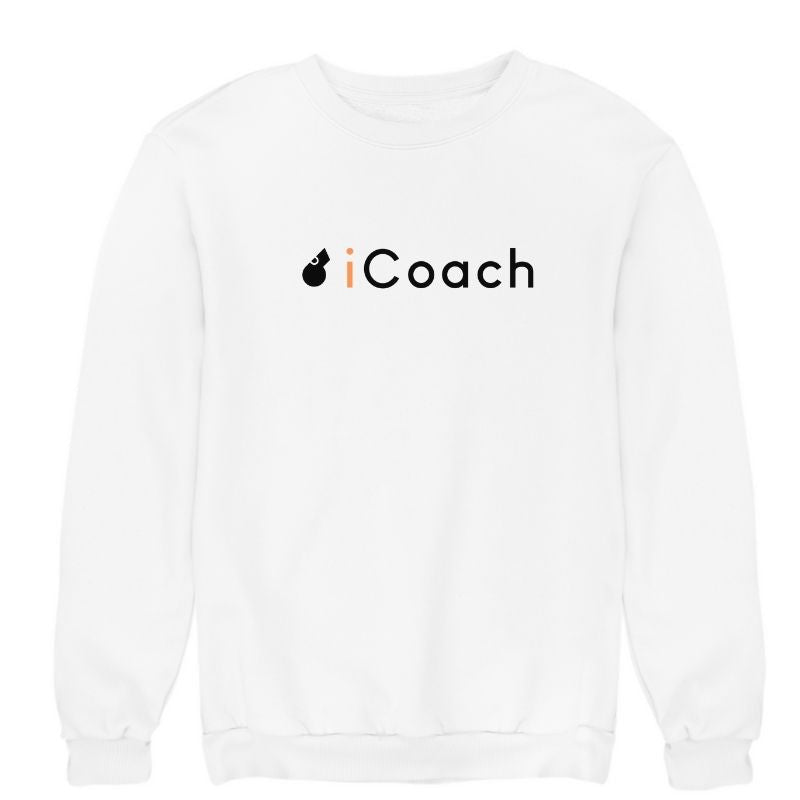 Sweat à col rond basket ball Blanc Femme pour basketteuse avec visuel design basketball I COACH PARODIE LOGO APPLE I PHONE humour Sweatshirt Femmes basketteuses coachs Taille XS S M L XL 2XL 3XL 4XL 5XL noir bleu marine