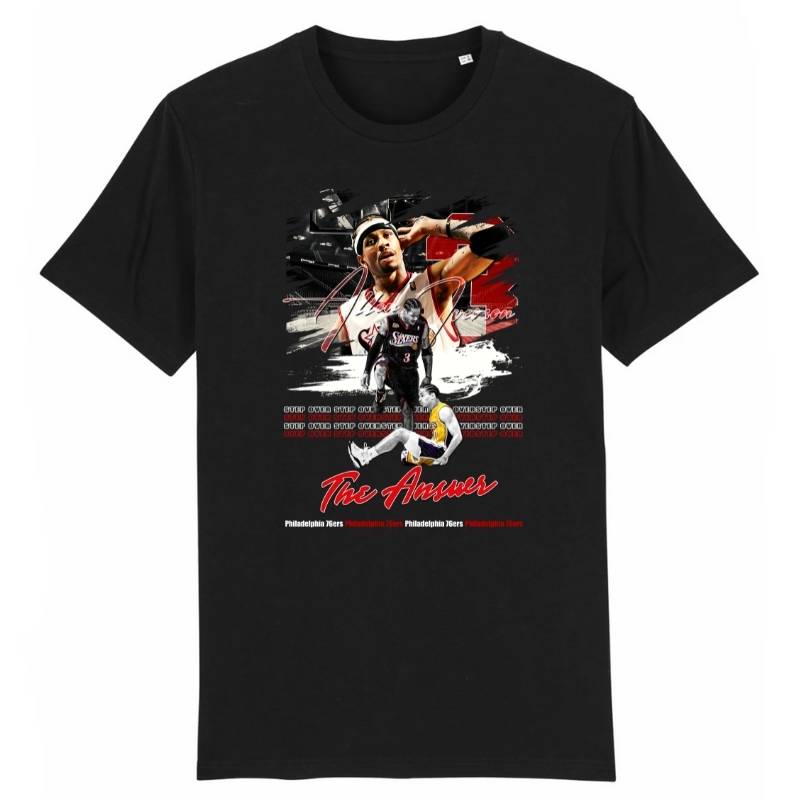 T-shirt Allen Iverson basketball Noir Homme pour basketteur avec visuel design Photo du joueur NBA et écrit TeeShirt Basket Ball pour Hommes basketteurs Taille XS M L XL 2XL 3XL 4XL 5XL existe aussi en bleu marine