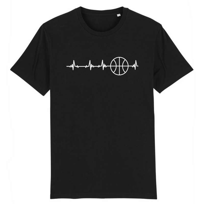 T shirt basketball Battement De Coeur homme pour basketteur avec visuel design Battement De Coeur Lifestyle TeeShirt pour Hommes basketteurs Taille XS M L XL 2XL 3XL 4XL 5XL blanc bleu marine noir