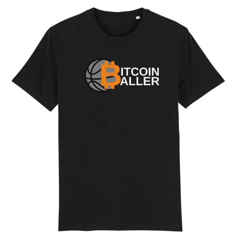 Tshirt basket ball Geek homme Noir pour basketteur avec visuel design Bitcoin Baller TeeShirt BasketBall Hommes basketteurs Taille XS S M L XL 2XL 3XL 4XL 5XL Bleu Marine Blanc