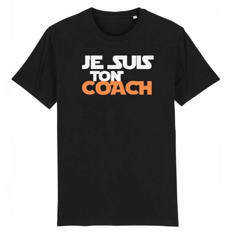 Tshirt basket ball Noir homme pour basketteur avec visuel design basketball JE SUIS TON COACH style écriture STAR WARS humour TeeShirt Hommes basketteurs coachs Taille XS S M L XL 2XL 3XL 4XL 5XL