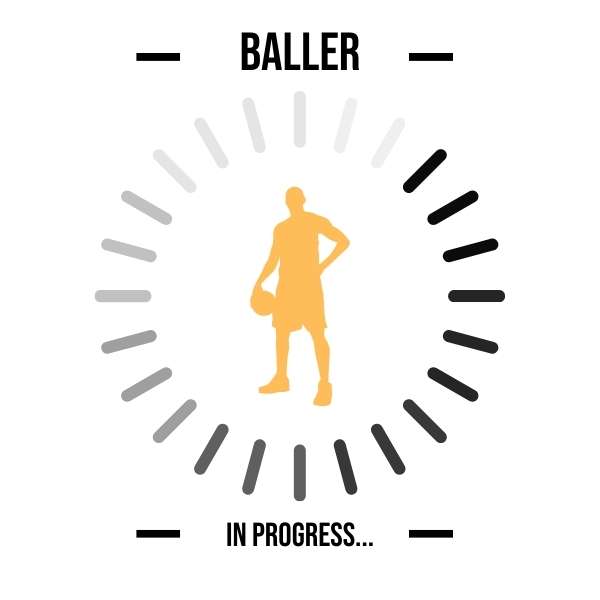 Visuel design sur fond blanc Body de basketball Geek avec la mention Baller In Progress pour Bébé Fille ou Garçon basketteurs basketteuses Grenouillère pour basketteur ou basketteuse Geeks