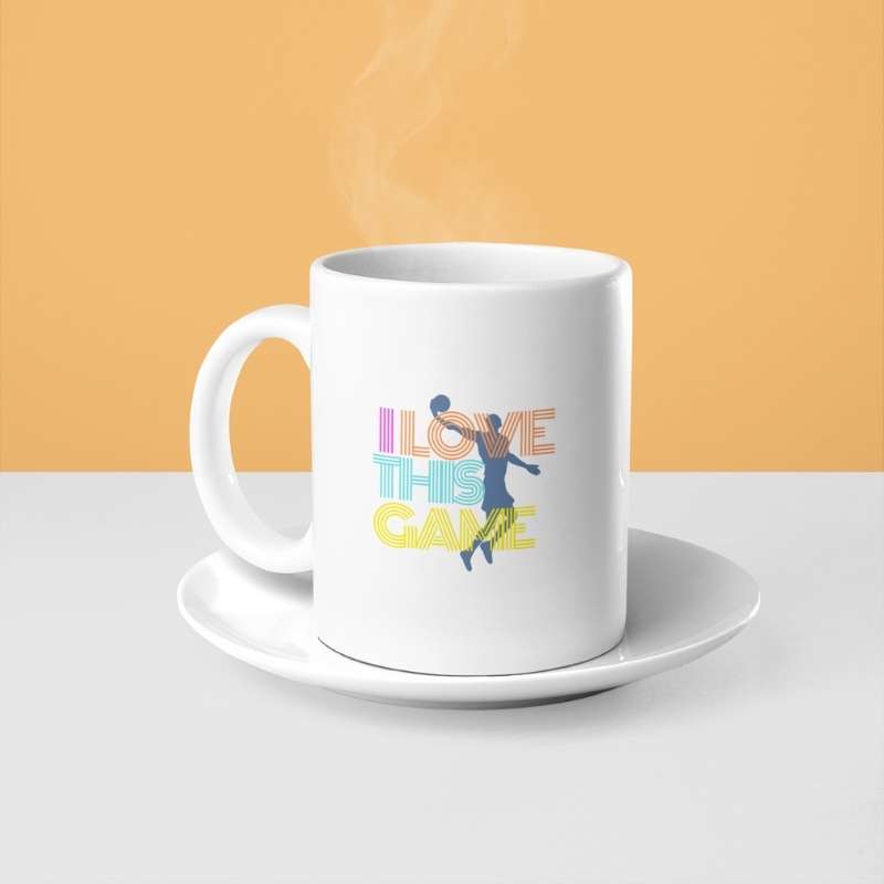 Mug BasketBall visuel design I Love This Game Retro Mugs Homme ou Femme et Fille ou Garçon basketteurs et basketteuses Taille unique