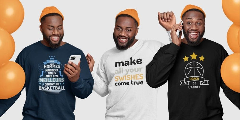 Un cadeau pour un coach de basket ou pour tout fan de basketball . Tshirts et sweats de basket, mug et autres accessoires du quotidien figurent sur la meilleure liste du cadeau idéal autour du thème du basket ball ! Notre Baller Card pour les bball fans !