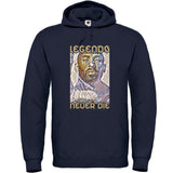 Hoodie basket ball bleu marine Homme visuel design Hommage à la Legende nba Kobe Bryant joueur des Lakers avec Phrase Legends Never Die Tee Shirt pour Hommes basketteurs Taille XS M L XL 2XL 3XL 4XL 5XL Existe aussi en Noir et en Blanc