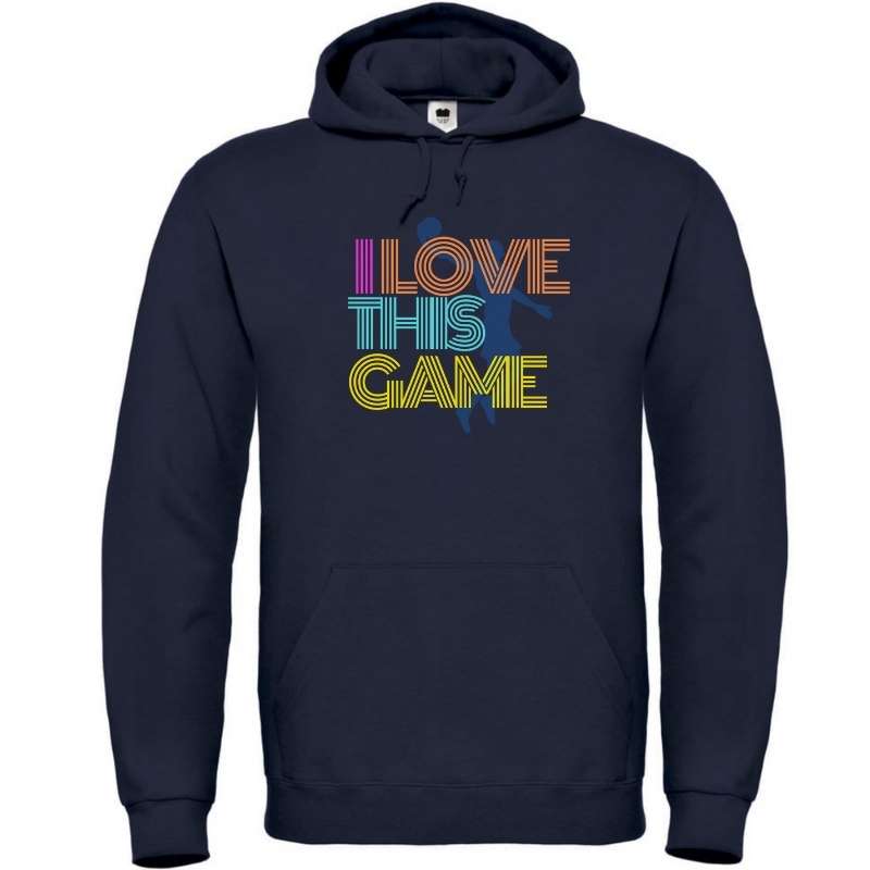 Hoodie basketball Vintage Bleu Marine Femme pour basketteuse avec visuel design Basket Ball I Love This Game Style Retro Lifestyle Sweatshirt pour Femmes basketteuses Taille XS S M L XL 2XL 3XL 4XL 5XL existe en blanc et en Noir