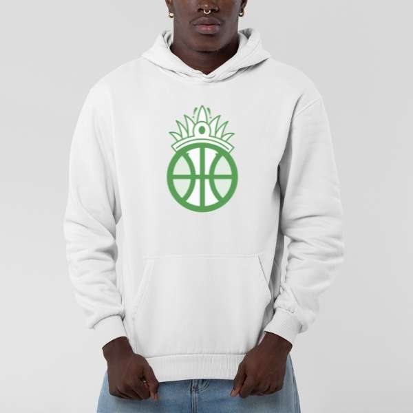 Sweatshirt BasketBall Blanc visuel design amazon avec coiffe chef de tribu porté par mannequin Garçon Hoodies Hommes basketteurs modèles Hoodie existe aussi en Taille XS S M L XL 2XL 3XL 4XL 5XL et couleurs Noir et Bleu marine