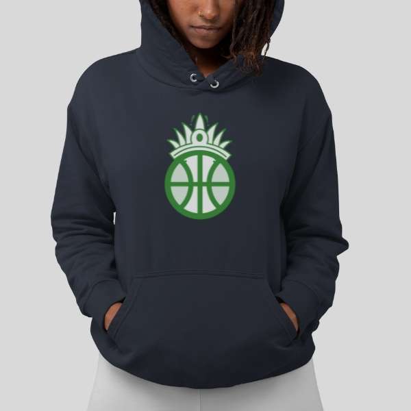 Sweatshirt BasketBall et Bleu marine visuel design amazon avec coiffe chef de tribu porté par mannequin Fille Hoodies Femmes basketteuses modèles Hoodie existe aussi en Taille XS S M L XL 2XL 3XL 4XL 5XL et couleurs Noir et Blanc