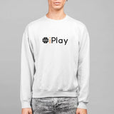 Sweat basket Lifestyle modele blanc avec illustration lettrage I PLAY PARODIE LOGO APPLE IPhone sur mannequin Garçon Sweat Shirt Homme basketteur Tailles XS S M L XL 2XL 3XL 4XL 5XL existe aussi en bleu marine et en Noir