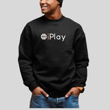 Sweat basket Lifestyle modele noir avec illustration lettrage I PLAY PARODIE LOGO APPLE IPhone sur mannequin Garçon Sweat Shirt Homme basketteur Tailles XS S M L XL 2XL 3XL 4XL 5XL existe aussi en bleu marine et en blanc