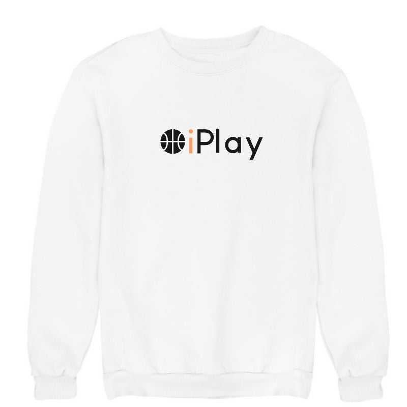 Sweat basketball blanc Homme pour basketteur avec visuel design Basket Ball I PLAY PARODIE LOGO APPLE IPhone Lifestyle Sweatshirt pour Hommes basketteurs Taille XS S M L XL 2XL 3XL 4XL 5XL existe en bleu marine et en Noir