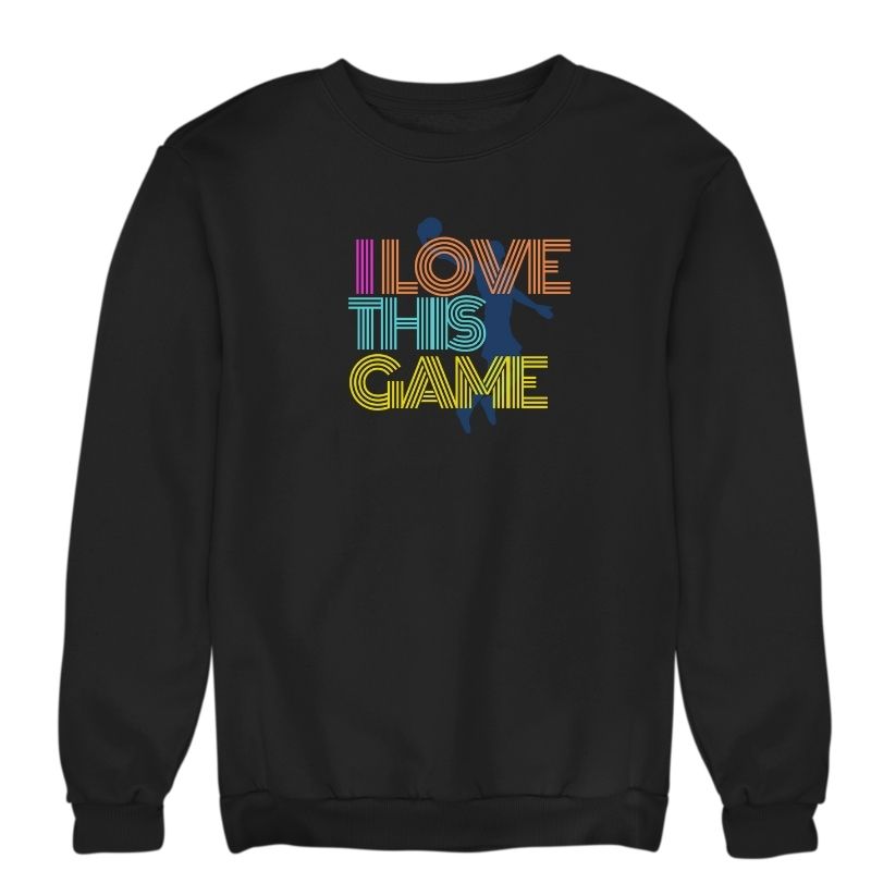 Sweat basket ball Femme Vintage Noir pour basketteuse avec visuel design Basketball I Love This Game Style Retro Sweatshirt Vintage pour Femmes basketteuses Taille XS S M L XL 2XL 3XL 4XL 5XL existe en bleu marine et en blanc