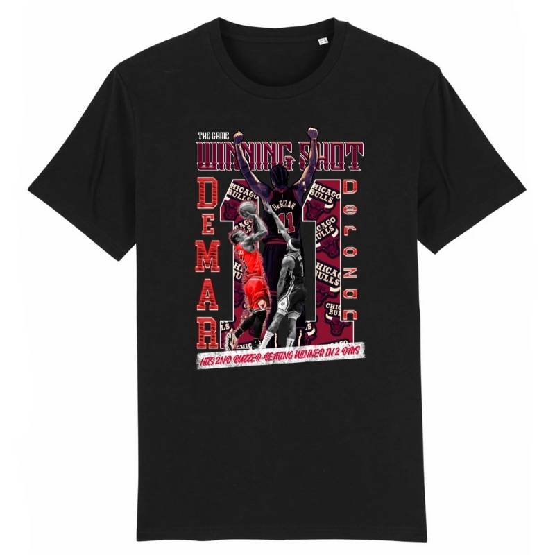 T-shirt basketball Demar Derozan Noir Homme pour basketteur avec visuel design montage Photos du joueur des Chicago Bulls TeeShirt Basket Ball pour Hommes basketteurs Taille XS M L XL 2XL 3XL 4XL 5XL existe aussi en bleu marine