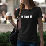 T-shirt basket Femme Lifestyle modele noir avec illustration lettrage Basket Ball Home sur mannequin Fille adulte Tee Shirt Femmes basketteuses Tailles S M L XL 2XL 3XL blanc bleu marine