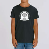 Teeshirt BasketBall noir visuel design Ballon de Basket Ball Vintage 1891 porté par mannequin Garçons Filles TeeShirts Enfants basketteur basketteuses modèles Noir Bleu marine Blanc Taille 2 ANS 4 ans 6 ans 8 ans 10 ans 12 ans