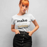 T shirt basket Lifestyle modèle blanc avec illustration lettrage Basket Ball Make All Your Swishes Come true sur mannequin Femme Tee Shirt Femmes basketteuses Tailles S M L XL 2XL 3XL noir bleu marine
