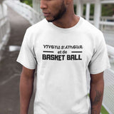 T shirt humouristique modele Blanc avec illustration et écrit Vivons d'Amour et de Basket Ball humour basket ball sur mannequin Homme Tee Shirt Homme basketteur Tailles XS S M L XL 2XL 3XL 4XL 5XL