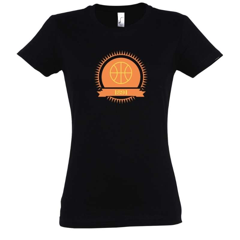 Tshirts basketball noir pour femme basketteuse avec visuel Ballon de Basket Ball Orange Vintage 1891 TeeShirts pour basketteuses Tailles S M L XL 2XL 3XL Bleu Marine Blanc