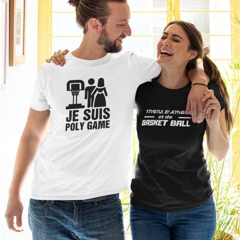 T-shirt Femme Vivons d'Amour Et De Basketball | Teeshirt Basket Humour