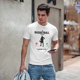 T shirt basket humouristique modele blanc avec illustration Le BasketBall m'appelle il faut que j'y aille sur mannequin Homme Tee Shirt Homme basketteur Tailles XS S M L XL 2XL 3XL 4XL 5XL noir bleu marine