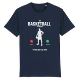 Tshirt basketball Bleu Marine homme pour basketteur avec visuel design Le Basket Ball m'appelle il faut que j'y aille humour TeeShirt humouristique Hommes basketteurs Taille XS S M L XL 2XL 3XL 4XL 5XL noir blanc