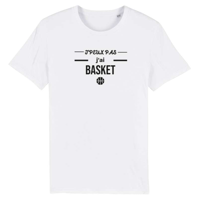 Tshirt basketball blanc homme pour basketteur avec visuel design J'peux pas j'ai basket humour TeeShirt humouristique Hommes basketteurs Taille XS S M L XL 2XL 3XL 4XL 5XL noir bleu marine
