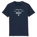 T-shirt basketball bleu marine homme pour basketteur avec visuel design J'peux pas j'ai basket humour TeeShirt humouristique Hommes basketteurs Taille XS S M L XL 2XL 3XL 4XL 5XL blanc  noir