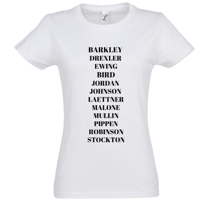 Tshirt basketball blanc Femme pour basketteuse avec visuel design Basket Ball DREAM TEAM USA équipe de basket des états unis des Jeux Olympiques de 1992 Lifestyle TeeShirt pour Femmes basketteuses Taille S M L XL 2XL 3XL noir bleu marine