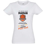 Tshirt basket ball femme Blanc pour basketteuse avec visuel design Je suis une Mamam Basketteuse Comme une maman normale mais carrément plus cool TeeShirt Femmes Mères basketteuse Taille S M L XL 2XL 3XL Bleu Marine Noir