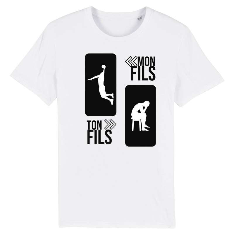 Tshirts de basket ball Blanc Papa homme avec visuel design phrase mon fils ton fils Tee Shirt Hommes pour Peres basketteurs Taille XS S M L XL 2XL 3XL 4XL 5XL Bleu Marine Noir