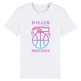 Tshirt basketball Blanc Homme pour basketteur avec visuel design Basket Ball Baller With Influence Lifestyle TeeShirt pour Hommes basketteurs Taille XS M L XL 2XL 3XL 4XL 5XL noir bleu marine
