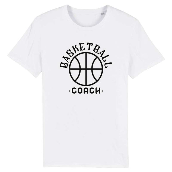 Tshirt basket ball blanc homme pour basketteur avec visuel design basketball coach TeeShirt Hommes basketteurs coachs Taille XS S M L XL 2XL 3XL 4XL 5XL