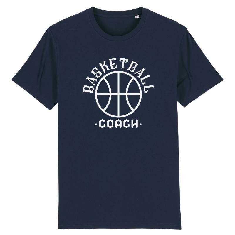 Tshirt basket ball bleu marine homme pour basketteur avec visuel design basketball coach TeeShirt Hommes basketteurs coachs Taille XS S M L XL 2XL 3XL 4XL 5XL