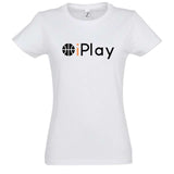 Tshirt basketball blanc Femme pour basketteuse avec visuel design Basket Ball I PLAY PARODIE LOGO APPLE IPhone Lifestyle TeeShirt pour Femmes basketteuses Taille S M L XL 2XL 3XL noir bleu marine