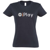 Tshirt basketball bleu marine Femme pour basketteuse avec visuel design Basket Ball I PLAY PARODIE LOGO APPLE IPhone Lifestyle TeeShirt pour Femmes basketteuses Taille S M L XL 2XL 3XL blanc noir