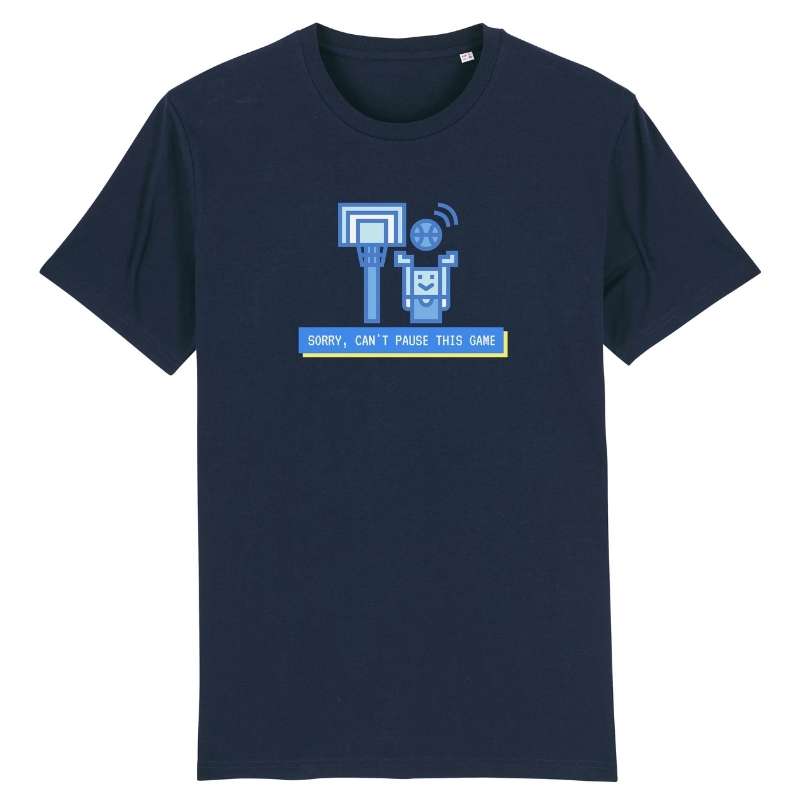 Tshirt basket ball Geek homme Bleu marine pour basketteur avec visuel design de jeu video i cant pause this game TeeShirt BasketBall Hommes basketteurs Taille XS S M L XL 2XL 3XL 4XL 5XL Blanc  Noir