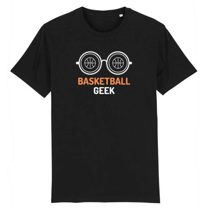 Tshirt basket ball homme Noir pour basketteur avec visuel design BasketBall Geek TeeShirt Hommes basketteurs Taille XS S M L XL 2XL 3XL 4XL 5XL Bleu marine  Noir