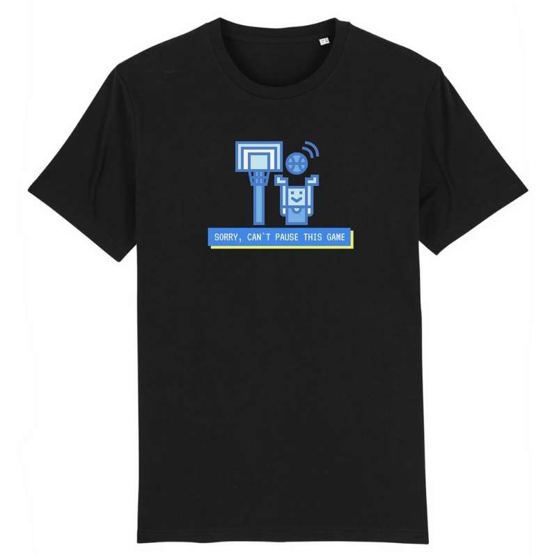 Tshirt basket ball Geek Noir homme pour basketteur avec visuel design de jeu video i cant pause this game TeeShirt BasketBall Hommes basketteurs Taille XS S M L XL 2XL 3XL 4XL 5XL Blanc Bleu Marine
