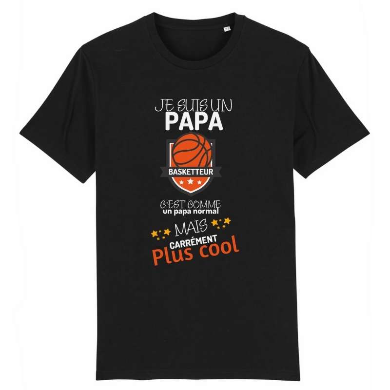 T-shirt basket ball homme Bleu marine pour basketteur avec  visuel design C'est Comme un papa normal mais carrément plus cool TeeShirt Hommes Pères basketteurs Taille XS S M L XL 2XL 3XL 4XL 5XL Bleu Marine Blanc