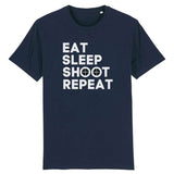 Tshirt basketball bleu marine homme pour basketteur avec visuel design Basket Ball Eat Sleep Shoot Repeat Lifestyle TeeShirt pour Hommes basketteurs Taille XS S M L XL 2XL 3XL 4XL 5XL blanc noir