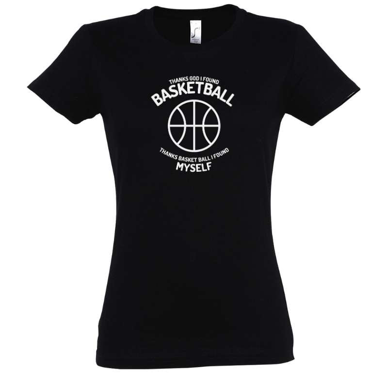 T shirt basketball saved my life Femme Noir pour basketteuse avec visuel design Lifestyle TeeShirt pour Femmes basketteuses Taille S M L XL 2XL 3XL aussi en blanc ou bleu marine